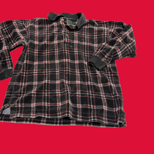 Boys Club Room, vintage velour long sleeved polo in red/black plaid. Size 4/5.